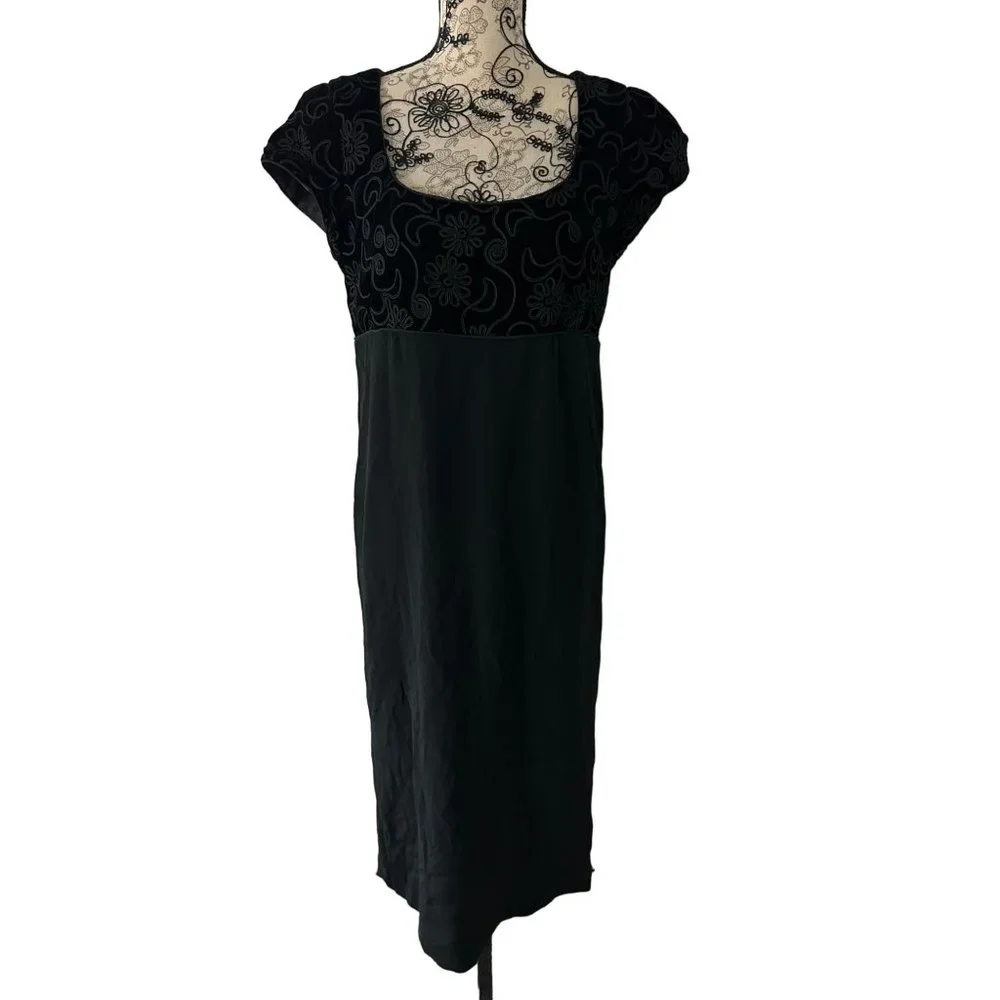 ANNA GOODYEAR Vintage Black Velvet Dress Size Small - Picture 1 of 6